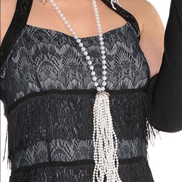 SEXY FLAPPER 5PC 🖤BLACK🖤 LACE ADULT COSTUME SIZE MEDIUM 🌟NWT🌟 - Picture 3 of 16